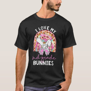 Leopard Rainbow I Love My 2nd Grade Bunnies Teache T-Shirt