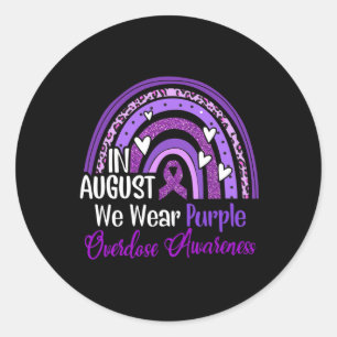 Leopard Rainbow In August We Wear Purple Overdose  Classic Round Sticker