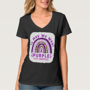 Leopard Rainbow In May We Wear Purple Lupus Awaren T-Shirt