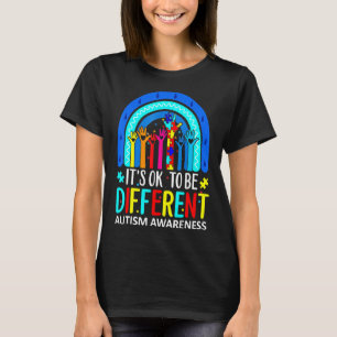 Leopard Rainbow It's Ok To Be Different Autism Awa T-Shirt