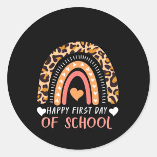 Leopard Rainbow Kindergarten Teacher Classic Round Sticker