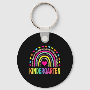 Leopard Rainbow Kindergarten Teacher First Day of Key Ring