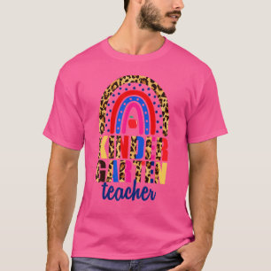 Leopard Rainbow Kindergarten Teacher First Day Of  T-Shirt