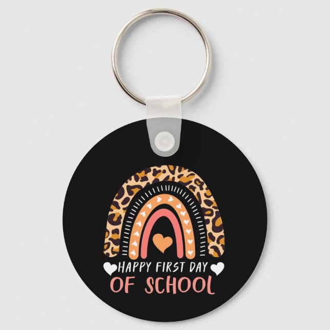 Leopard Rainbow Kindergarten Teacher Key Ring (Front)