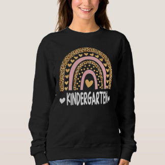 Leopard Rainbow Kindergarten Teacher Student Back  Sweatshirt