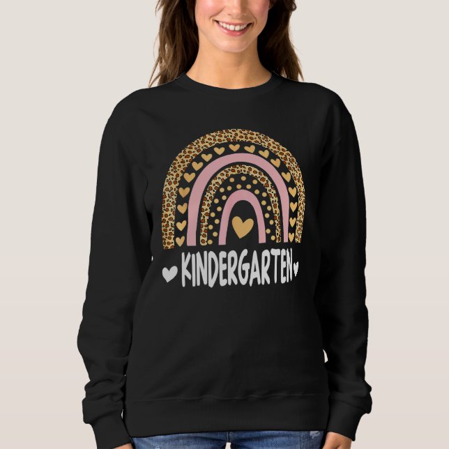 Leopard Rainbow Kindergarten Teacher Student Back  Sweatshirt (Front)