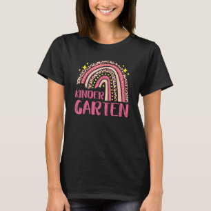 Leopard Rainbow Kindergarten Teacher Team Back To  T-Shirt