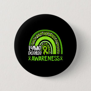 Leopard Rainbow Lime Green Ribbon Lyme Disease Awa 6 Cm Round Badge