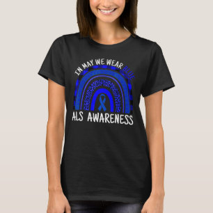Leopard Rainbow May We Wear Blue Als Awareness Mon T-Shirt