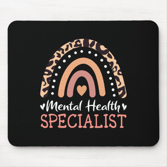 Leopard Rainbow Mental Health Specialist  Mouse Pad (Front)