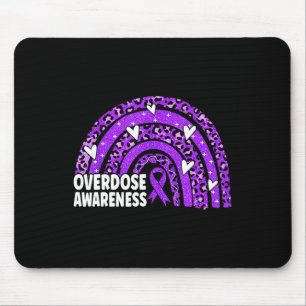 Leopard Rainbow Overdose Awareness Month Purple Ri Mouse Pad
