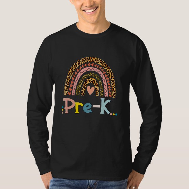 Leopard Rainbow Pre K Where The Adventure Begins   T-Shirt (Front)