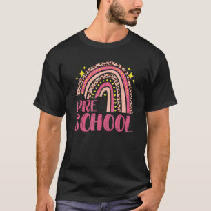 Leopard Rainbow Preschool Teacher Team Pre K Back  T-Shirt