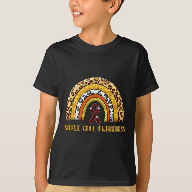 Leopard Rainbow Sickle Cell Warrior  T-Shirt (Front)
