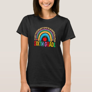 Leopard Rainbow Sixth Grade Back To School First D T-Shirt