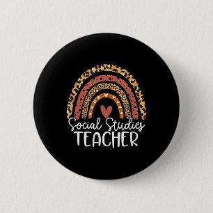 Leopard Rainbow Social Studies Teacher Back To Sch 6 Cm Round Badge