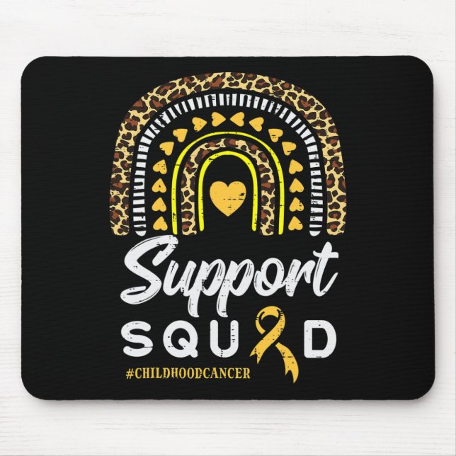 Leopard Rainbow Support Squad Childhood Cancer Awa Mouse Pad (Front)
