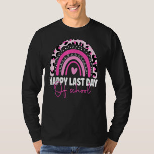 Leopard Rainbow Teacher Cute Happy Last Day Of Sch T-Shirt