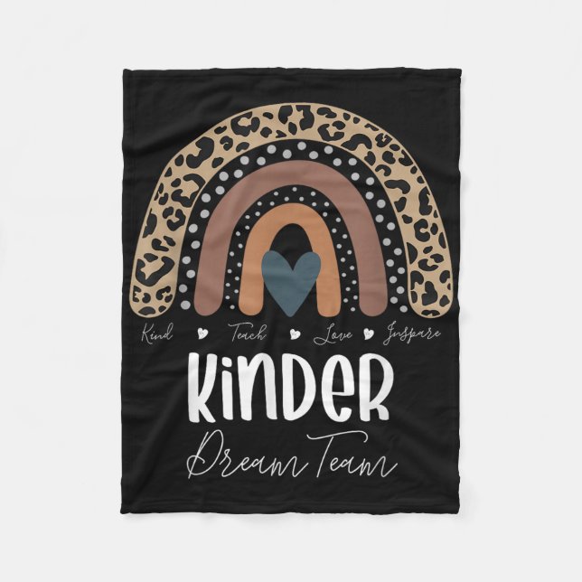 Leopard Rainbow Teacher Student, Kinder Dream Team Fleece Blanket (Front)