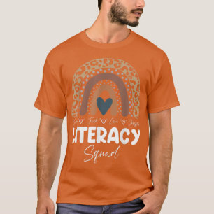 Leopard Rainbow Teacher Student, School Literacy S T-Shirt