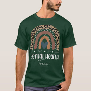 Leopard Rainbow Teacher Student, School Mental Hea T-Shirt