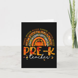 Leopard Rainbow Thankful Pre K Teacher Fall Thanks Card
