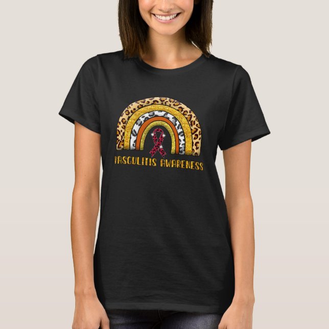 Leopard Rainbow Vasculitis Warrior T-Shirt (Front)