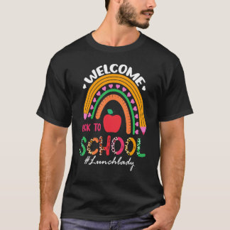 Leopard Rainbow Welcome Back To School Lunch Lady T-Shirt