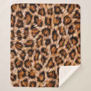 Leopard Real Skin Texture Pattern Sherpa Blanket