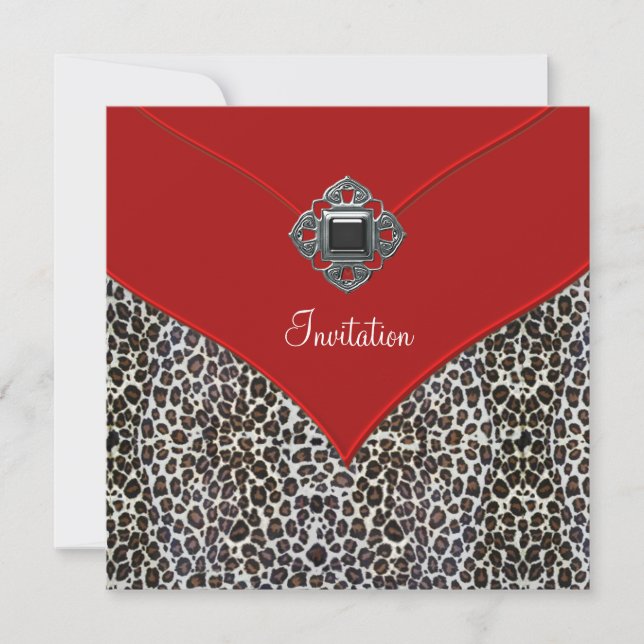 Leopard Red All Occasion Party Event Invitation (Front)