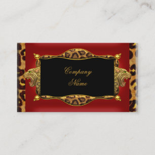 Leopard Red Black Gold Elegant Boutique 6 Business Card