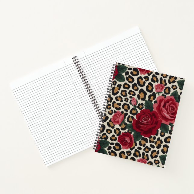 Leopard Red Roses Pattern Notebook (Inside)
