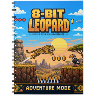 Leopard, Retro 8-Bit Pixel Art Notebook
