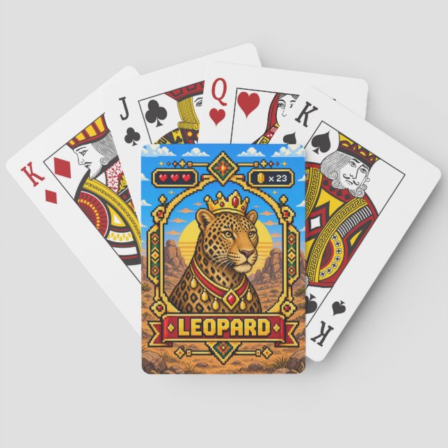 Leopard Retro 8-Bit Pixel Art Playing Cards (Back)