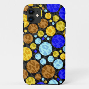 Leopard Retro Polka Dots   Yellow Blue Aqua Case-Mate iPhone Case