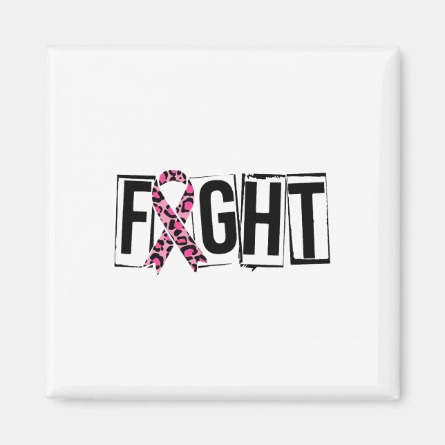 Leopard Ribbon Fight Breast Cancer  Magnet (Front)