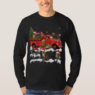 Leopard Riding Red Truck Merry Christmas X-mas Ugl T-Shirt