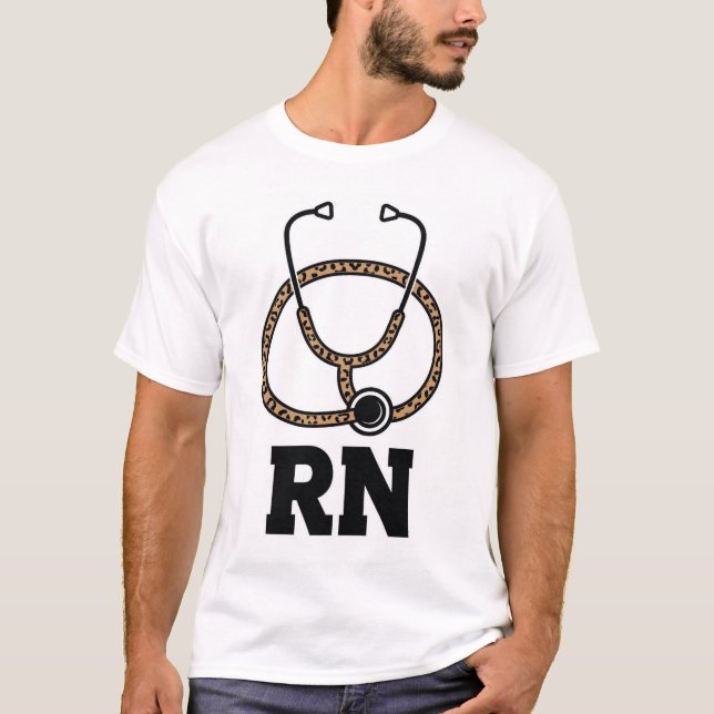 Leopard RN Stethoscope T-Shirt (Front)