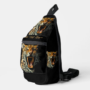 Leopard roaring attack head accessory pouch sling bag