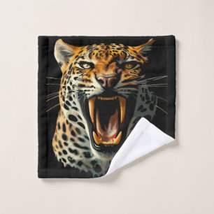 Leopard roaring attack head bath towel set