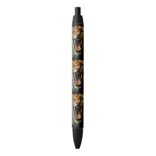 Leopard roaring attack head black ink pen