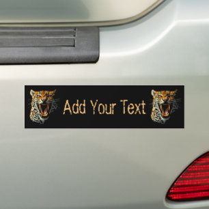 Leopard roaring attack head bumper sticker