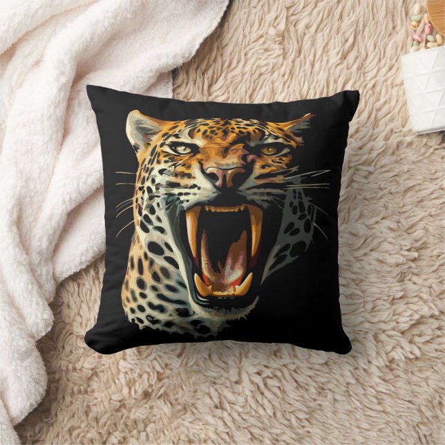Leopard roaring attack head cushion (Blanket)
