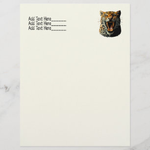 Leopard roaring attack head custom letterhead