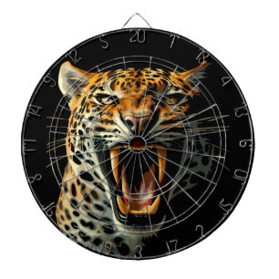 Leopard roaring attack head dartboard