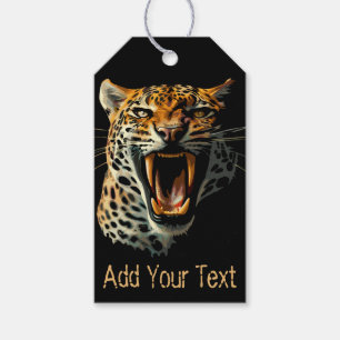Leopard roaring attack head gift tags