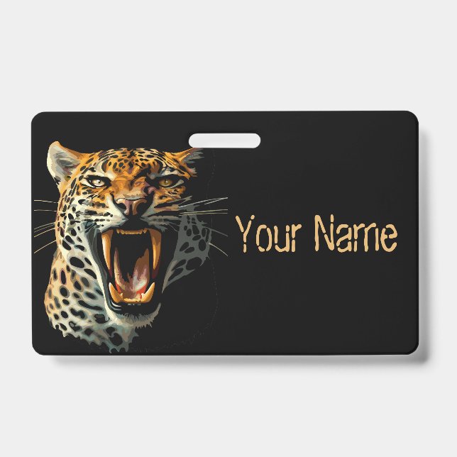 Leopard roaring attack head ID badge (Front)