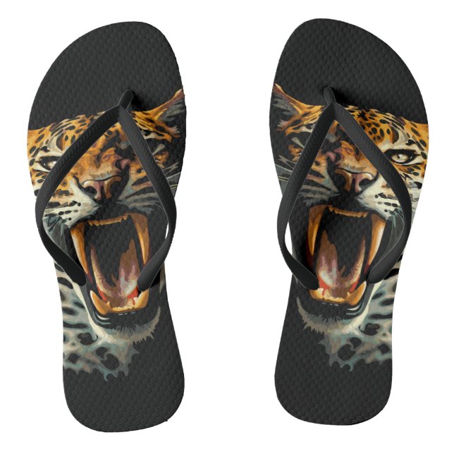 Leopard roaring attack head jandals (Footbed)