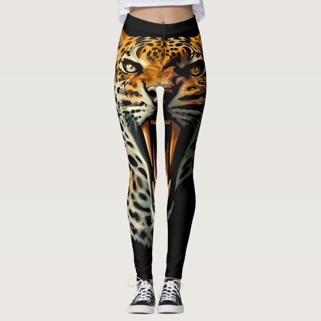 Leopard roaring attack head leggings (Front)