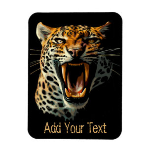Leopard roaring attack head magnet